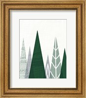 Framed Geometric Forest II Green Gray