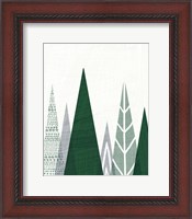 Framed Geometric Forest II Green Gray