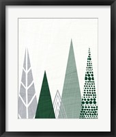 Geometric Forest III Green Gray Framed Print