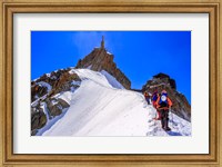 Framed Mountaineers Climbing the Aiguille Du Midi, France
