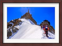 Framed Mountaineers Climbing the Aiguille Du Midi, France