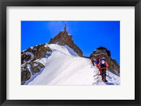 Framed Mountaineers Climbing the Aiguille Du Midi, France