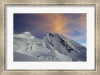 Framed Sunset on Quitaraju Mountain in the Cordillera Blanca in the Andes Of Peru