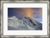 Framed Sunset on Quitaraju Mountain in the Cordillera Blanca in the Andes Of Peru