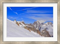 Framed Panoramic Mont Blanc Cable Car Crossing the Glacier