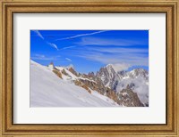 Framed Panoramic Mont Blanc Cable Car Crossing the Glacier