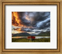 Framed Small Boat With Moody Sky, Carcross, Yukon, Canada