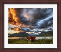 Framed Small Boat With Moody Sky, Carcross, Yukon, Canada