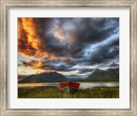 Framed Small Boat With Moody Sky, Carcross, Yukon, Canada