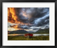 Framed Small Boat With Moody Sky, Carcross, Yukon, Canada