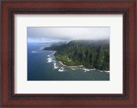 Framed Aerial View Of Kauai Coastline, Hawaii