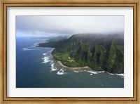 Framed Aerial View Of Kauai Coastline, Hawaii