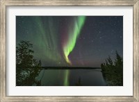 Framed Aurora and Big Dipper Over Tibbitt Lake Near Yellowknife