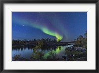 Framed Aurora in Twilight at Tibbitt Lake, Yellowknife
