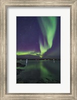Framed Curtain of Aurora Sweeps Over the Houseboats Moored On Yellowknife Bay