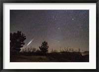 Framed Single Bright Meteor From the Geminid Meteor Shower of December 2017