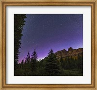 Framed Big and Little Dippers, and Polaris, Over Castle Mountain in Banff National Park