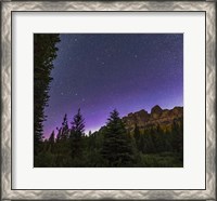 Framed Big and Little Dippers, and Polaris, Over Castle Mountain in Banff National Park