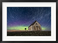 Framed Star Trails Above the 1910 Liberty Schoolhouse in Alberta