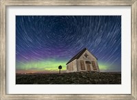 Framed Star Trails Above the 1910 Liberty Schoolhouse in Alberta