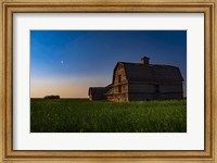 Framed Planet Mars Shining Over An Old Barn Amid a Field of Canola