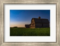 Framed Planet Mars Shining Over An Old Barn Amid a Field of Canola