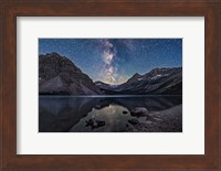Framed Milky Way Setting Behind Bow Glacier at the End of Bow Lake