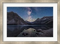 Framed Milky Way Setting Behind Bow Glacier at the End of Bow Lake