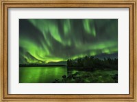 Framed Bright Sky-Filling Aurora at Tibbitt Lake East of Yellowknife