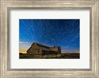 Framed Circumpolar Star Trails Over An Old Barn in Southern Alberta