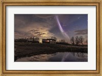 Framed Unusual STEVE Auroral Arc Over a House in Southern Alberta