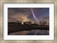 Framed Unusual STEVE Auroral Arc Over a House in Southern Alberta
