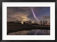 Framed Unusual STEVE Auroral Arc Over a House in Southern Alberta