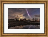 Framed Unusual STEVE Auroral Arc Over a House in Southern Alberta