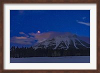 Framed Total Eclipse of the Moon Over the Canadian Rocky Mountains in Alberta