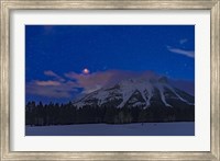 Framed Total Eclipse of the Moon Over the Canadian Rocky Mountains in Alberta