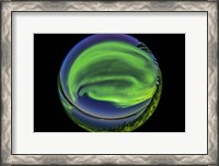 Framed 360 Degree Fish-Eye View of the Northern Lights Over Prelude Lake