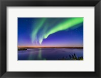 Framed Arc of Northern Lights Appears in the Evening Twilight Over Prelude Lake