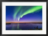 Framed Arc of Northern Lights Appears in the Evening Twilight Over Prelude Lake