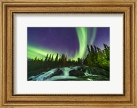Framed Aurora Over the Ramparts Waterfall On the Cameron River