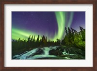 Framed Aurora Over the Ramparts Waterfall On the Cameron River