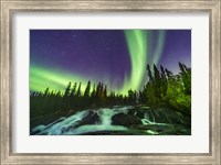 Framed Aurora Over the Ramparts Waterfall On the Cameron River