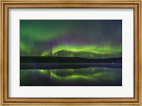 Framed Reflections of the Northern Lights in the Misty Waters of Madeline Lake