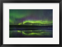 Framed Reflections of the Northern Lights in the Misty Waters of Madeline Lake