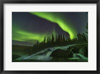 Framed Auroral Curtains Over Ramparts Falls On the Cameron River