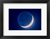 Framed 4-Day Old Waxing Crescent Moon With Earthshine