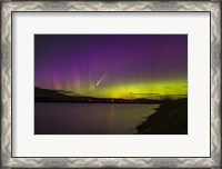 Framed Comet NEOWISE and Aurora Over Waterton River, Alberta