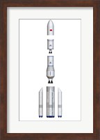 Framed Future Chinese Rocket, Long March 9, Side View - Exploded View