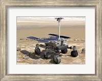 Framed Artist's Concept of the Rosalind Franklin Exomars Rover On a Mars Landscape