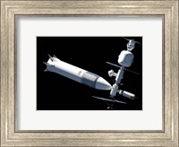 Framed Lunar Gateway Space Station Concept, With Spacex Lunar Starship